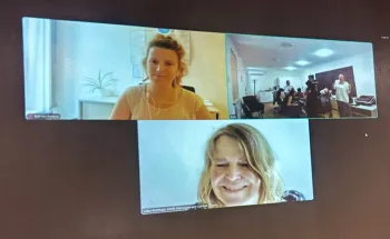 Screenshot des Bildschirms mit drei Kacheln: Kerrin Heese, Silke Potthast und der Gruppenraum