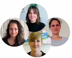 Team Expertinnen-Netz. Mentoring für Frauen: Dr. Rita Panesar, Anika Dickmann, Janna Bischoff, Tara de Pinho